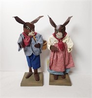 ARTIST EDNA YOUNG FOLK ART - SHADOWDANCER RABBITS