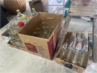 Vintage mason jars and Pepsi bottles