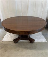 Antique mahogany, inlaid wood dining table, large