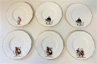 UNIQUE SET OF SIX  MYOTT'S CHARACTER SIDE PLATES