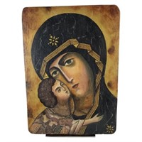 Virgin Mary of Great Grace Painted on a Wood Slat