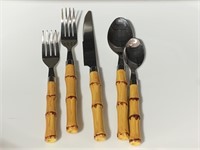 BAMBOO HANDLE FLATWARE SERVICE FOR 16 MOST NEVER