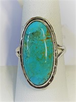 .925 Silver Turquoise Ring - Beautiful Sz 8  AC