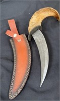 Custom 14 inch Damascus hunting knife with ram