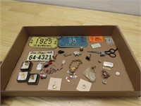 Small license plates, cufflinks, Kerr jar 4H