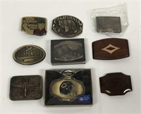 Lot of 9 Belt Buckles - Many are Brass