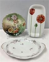 Three Ceramic Floral Plates