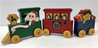 Hand-Painted Wood Santa's Express Train