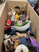 Box of Random Vintage Items Toys Decor and more