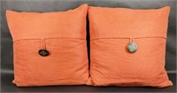 Pair of Allen + Roth Orange Indoor Pillows