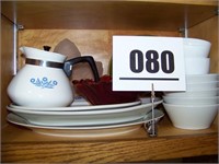 Corning Tea Pot, Platters, Shenango Pottery Bowls
