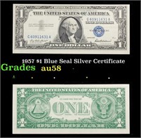 1957 $1 Blue Seal Silver Certificate Grades Choice