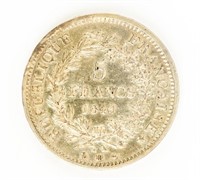 Coin 1849-BB 5 Francs France Hercules-AU