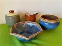 Denby Cream & Sugar + Pottery Bowl & Vase