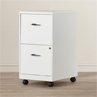 Large Wood 2 Drawer Mobile Cabinet-White