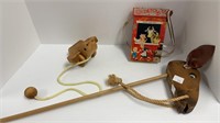 Working antique music box, wooden toys