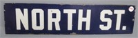 North St. Porcelain Sign. Blue and White.