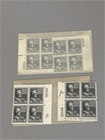 1938 Abraham Lincoln 16 Cent Stamp Pate Block Lot
