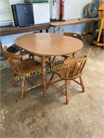 Wood dinette set with four chairs laminate top