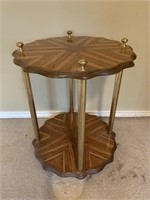 Small brass and wood side table measures 17 1/2