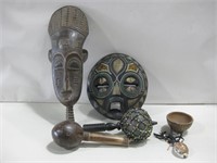 Assorted Tribal Masks, Rattles & Decor See Info