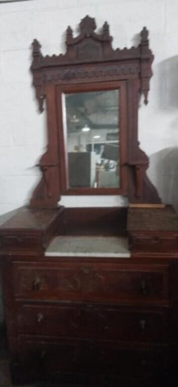 Victorian Era east lake style walnut dresser with