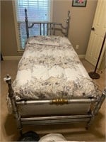 Vintage Twin Bed, Box Spring, Mattress, Comforter