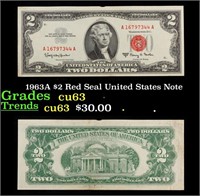 1963A $2 Red Seal United States Note Grades Select