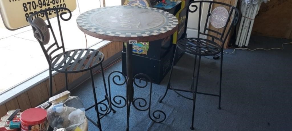 COCA COLA PUB TABLE WITH (2) CHAIRS