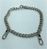 Vintage 925 Sterling Silver Bracelet Baby Shoes