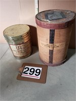 wood  barrel & chip tin