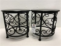 2 Metal & Wood Plant Stands