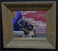 Antique Wood-Frame Floral Gilt Mirror