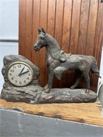 Vintage Bronze Equestrian Horse Mantle Clock