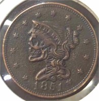 1851 hobo half cent