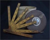 Vintage Measuring Tape, Folding Yard Stick & Crock