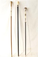 Collection of 3 fancy antique canes