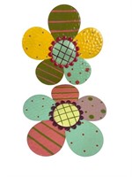 (2) Stripe & Polka-Dot Multicolor Wall Flowers