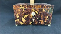 Wonderful tortoise shell and ivory tea caddy with