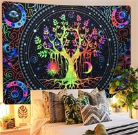 Krelymics Blacklight Tree of Life Tapestry Trippy