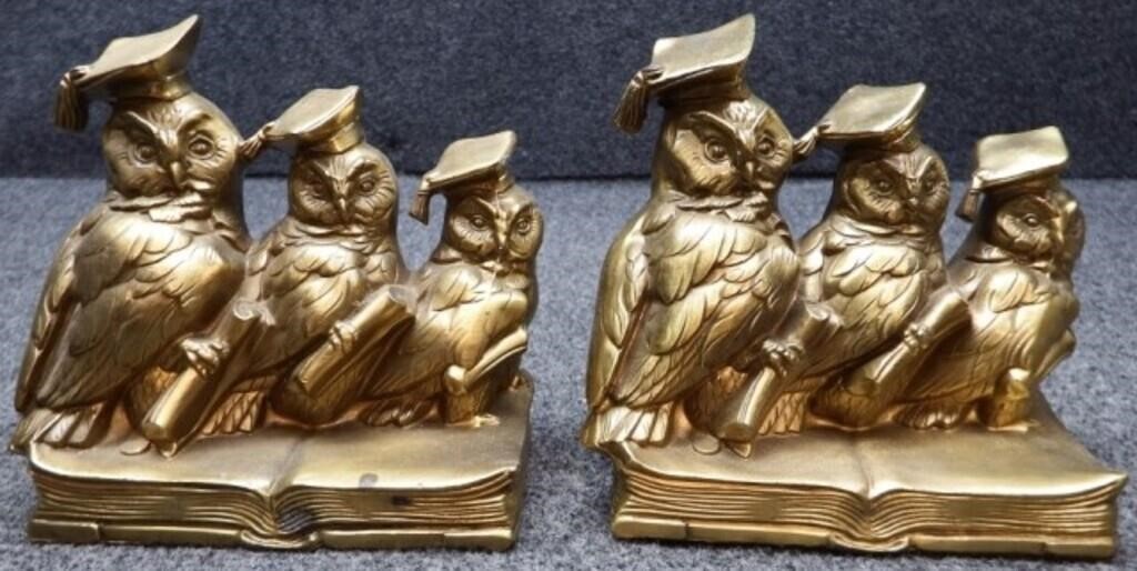 Brass Graduate Owls Bookends