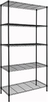 5-Shelf Adjustable Unit, Metal Rack, Black