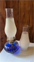 Lamplight farm clear oil lamp, blue oil, 2