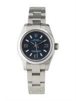 Rolex Ladies Oyster Perpetual Blue Dial Watch 26mm