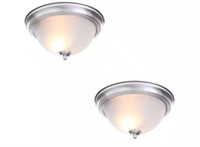 13 in. 2-Light Brushed Nickel Flush Mount (2-Pack)