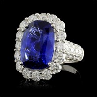 18K White Gold Sapphire 8.52ct & 2.70ctw Diam Ring