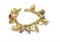 18ct Yellow gold chain & mixed gold charm bracelet