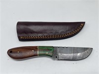 Full Tang Damascus Steel Knife w/ Leather Sheath