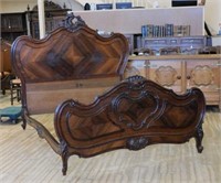 Louis XV Style Carved Rosewood Bed.