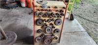 Display filled with sprockets, hubs and pulleys of